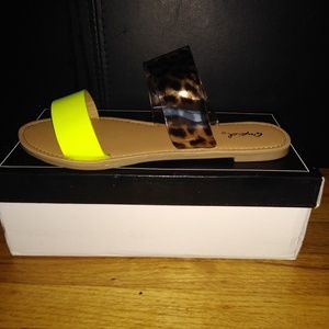 Qupid Shoes - Asymmetric Double Band Slide Sandal Qupid Shoes - Asymmetric Double Band Slide Sandal